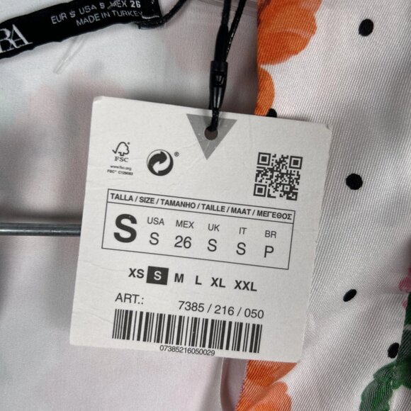 Zara Dress Womens Small White Floral Puff Sleeve Fit Flare Spring NEW NWT - Picture 10 of 12